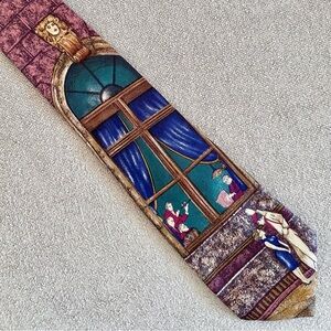 Pierre Balmain Vintage Art-Inspired Italian silk Necktie